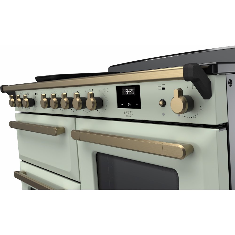 Rangemaster Estel Deluxe 110 Induction range cooker in Mint with Brass trim