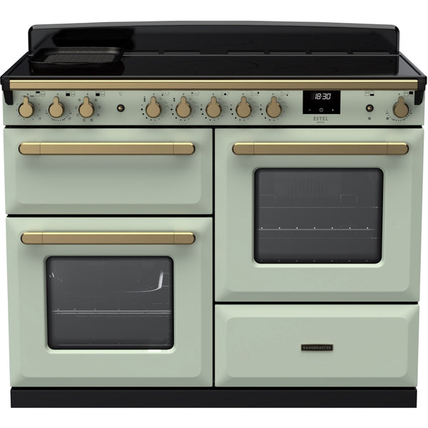Rangemaster Estel Deluxe 110 Induction range cooker in Mint with Brass trim