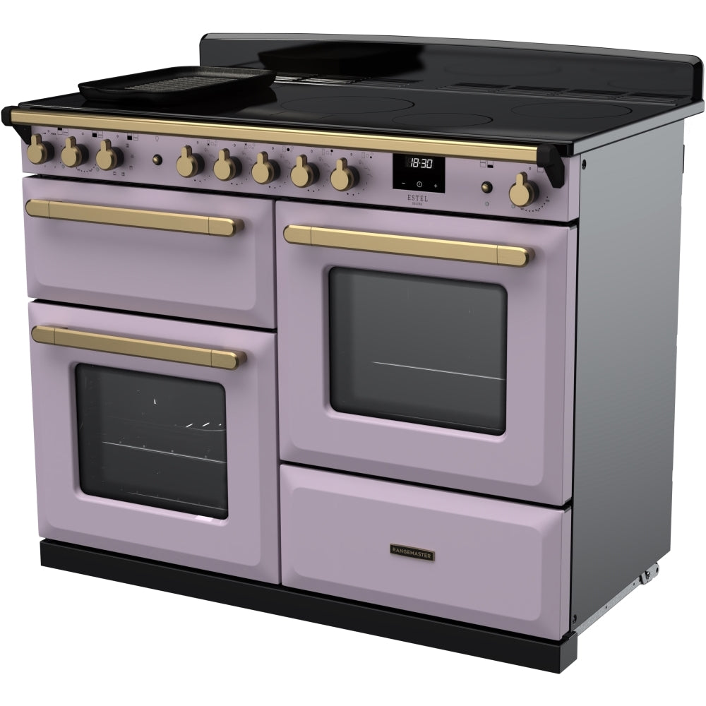 Rangemaster Estel Deluxe 110 Induction range cooker in Heather with Brass trim