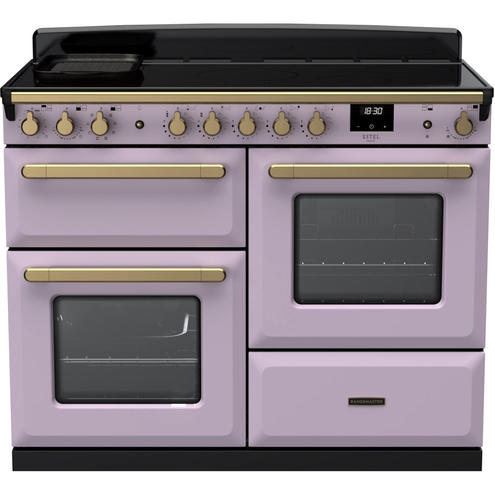 Rangemaster Estel Deluxe 110 Induction range cooker in Heather with Brass trim