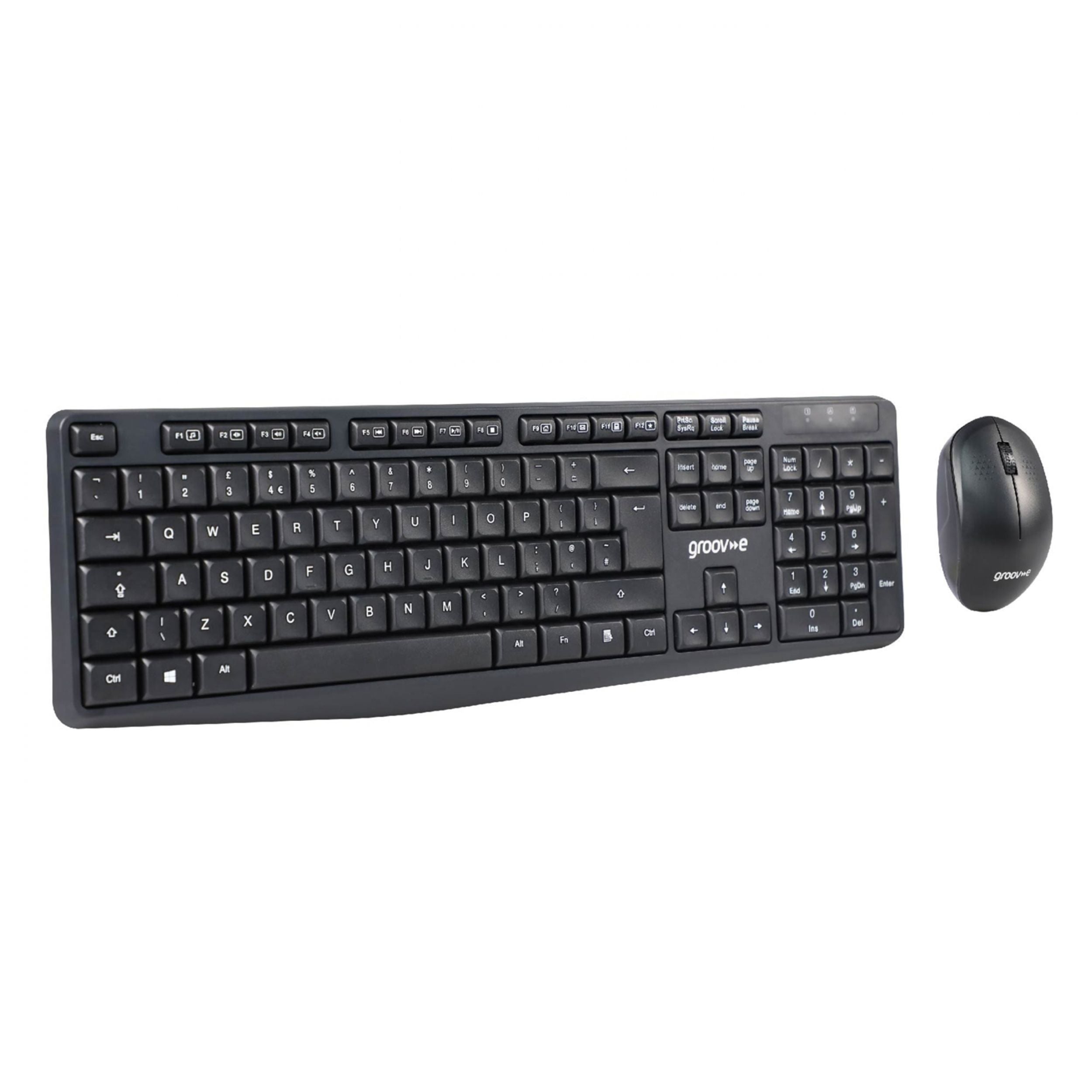 Groov-e Wireless Full-Size Keyboard and Mouse Set Black - official product image