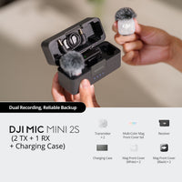 DJI Mic Mini 2S Wireless Microphone (2 TX + 1 RX + Charging Case) - kit contents