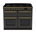Rangemaster Estel Deluxe 110 Dual Fuel range cooker in Slate with Antique Brass trim