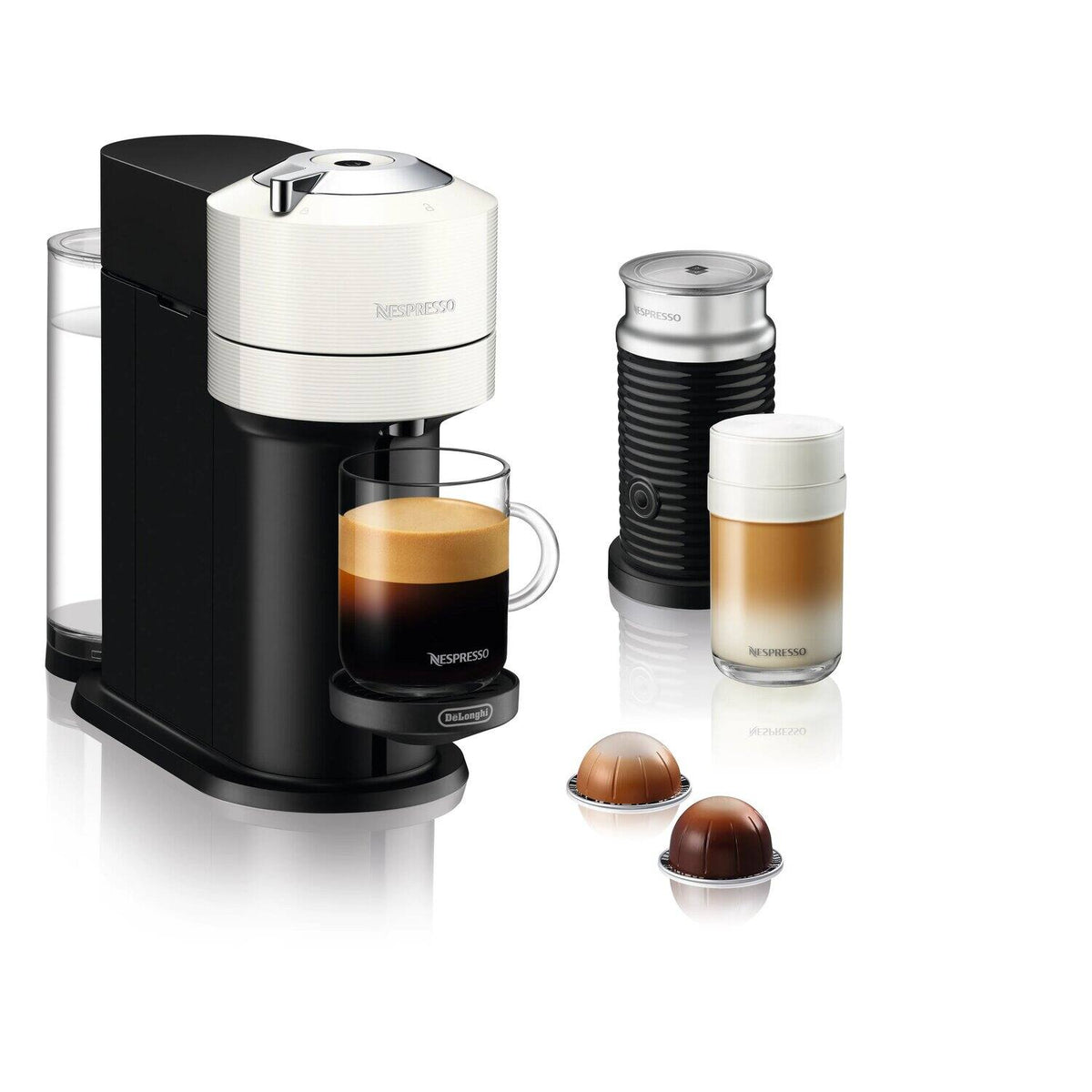 De'Longhi Nespresso Vertuo Next & Aeroccino3 - White - with Aeroccino3 milk frother