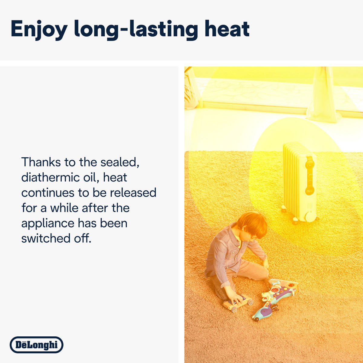 De'Longhi Radia S Oil-Filled Radiator 2kW - long-lasting heat