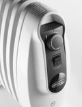De'Longhi Nano 500W Oil-Filled Radiator - White - thermostat dial and on/off switch