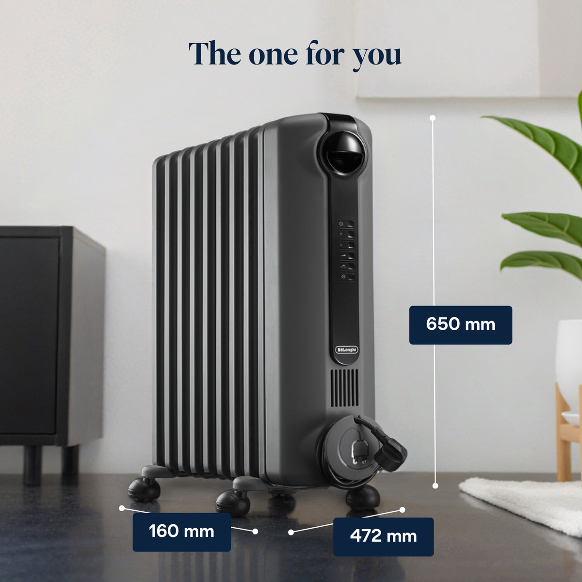 De'Longhi Radia S Grey Oil-Filled Radiator 2kW - dimensions