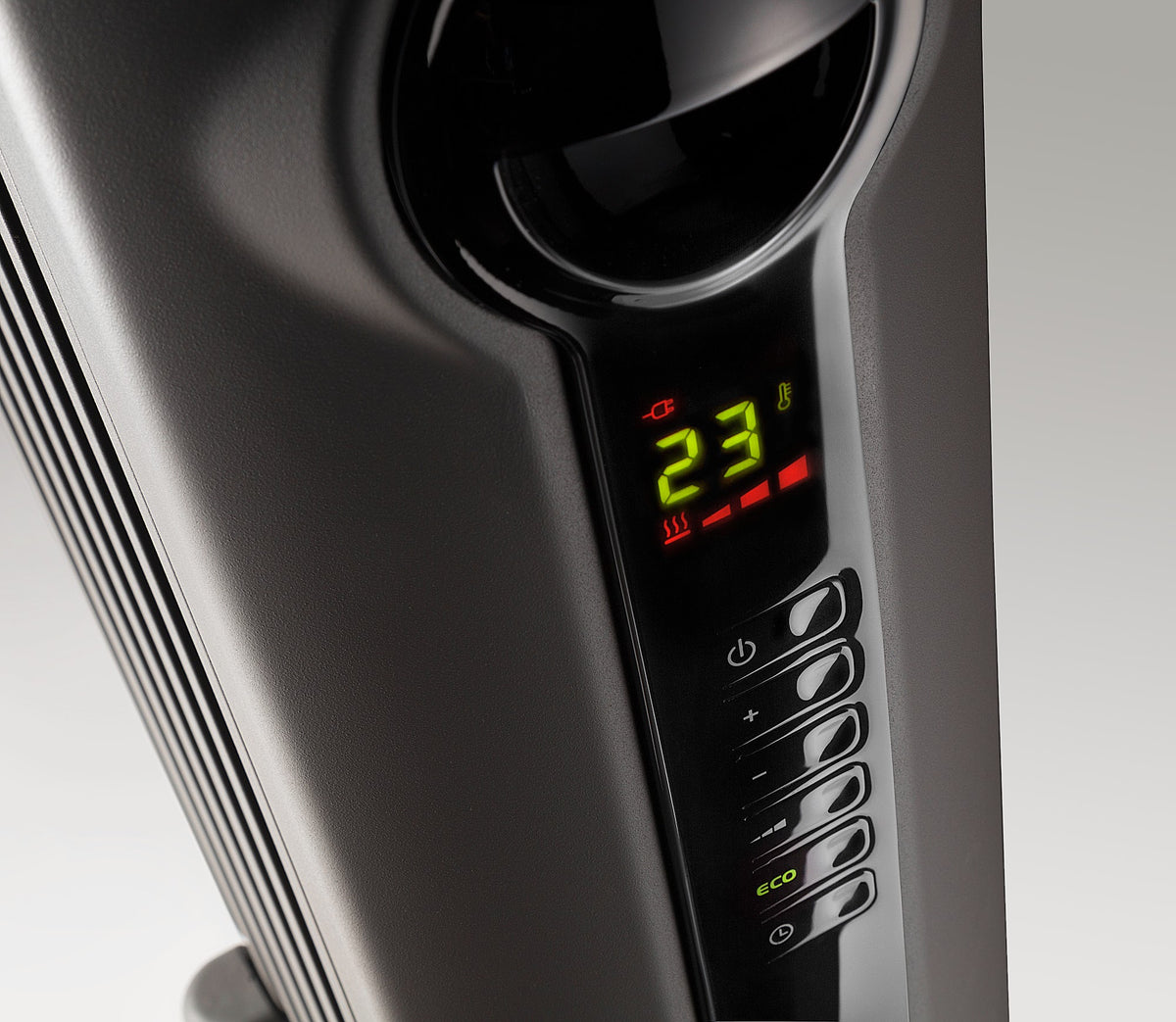 De'Longhi Radia S 1.5kW Oil-Filled Radiator - Grey - digital control panel