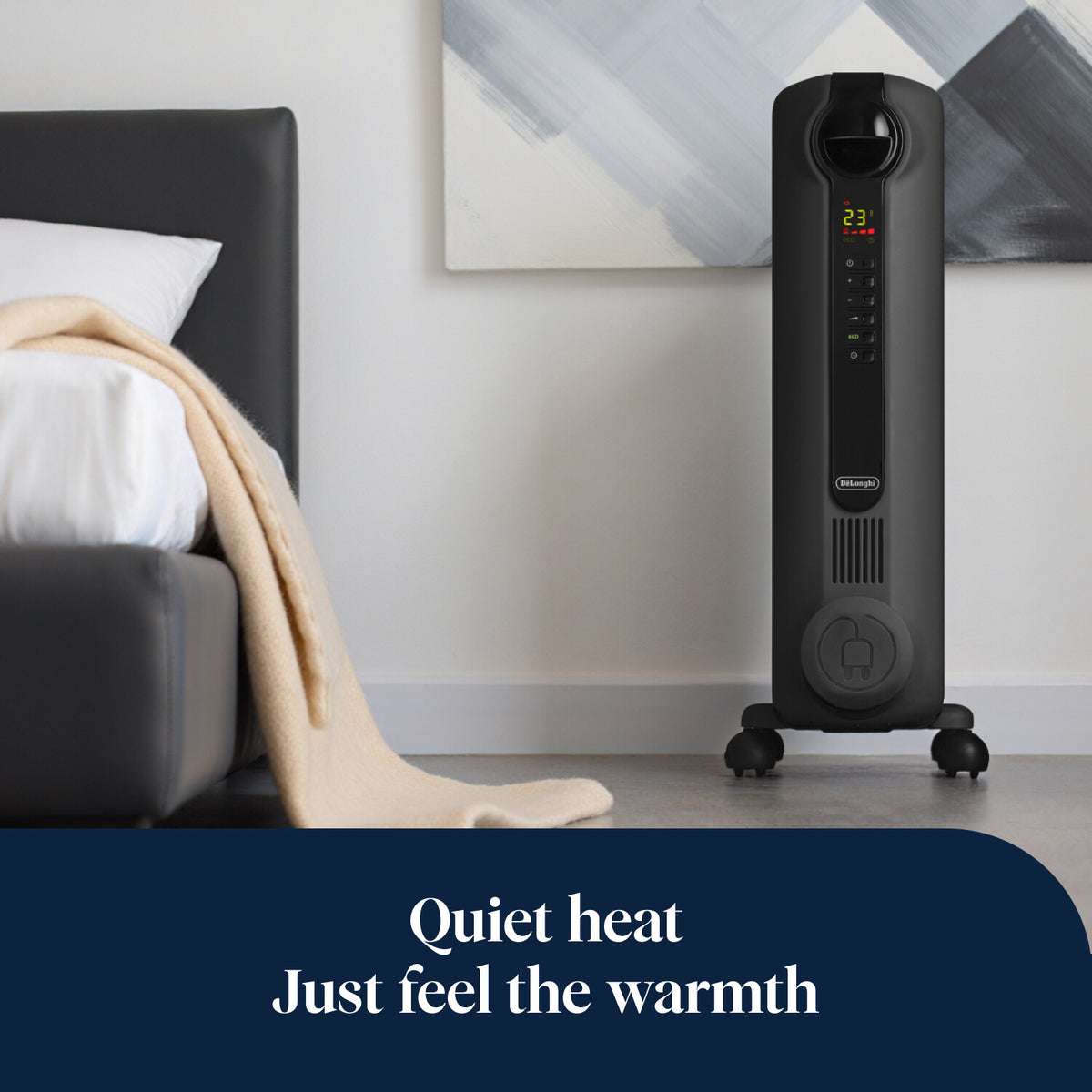 De'Longhi Radia S Grey Oil-Filled Radiator 2kW - quiet heat in the bedroom