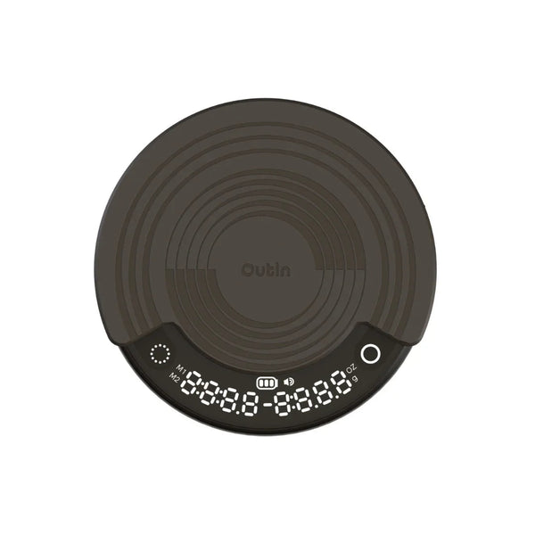 Outin Claro round coffee scale with silicone mat and LED display