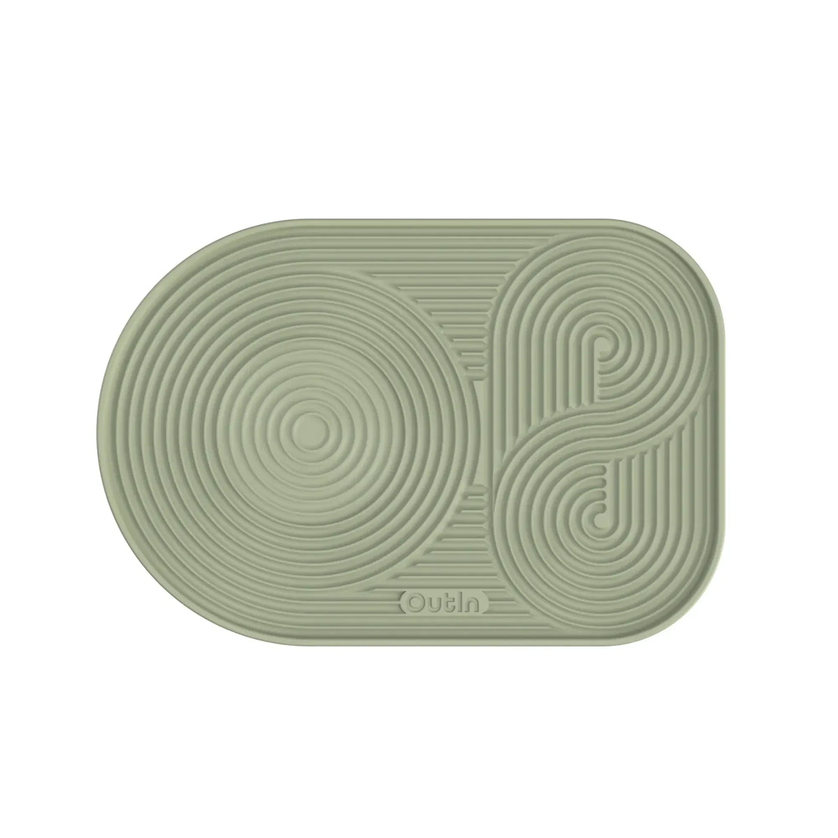 Outin Silicone Coffee Mat in green with geometric ridged surface