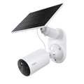 Tapo C410 KIT solar-powered security camera mounted with solar panel on wall bracket