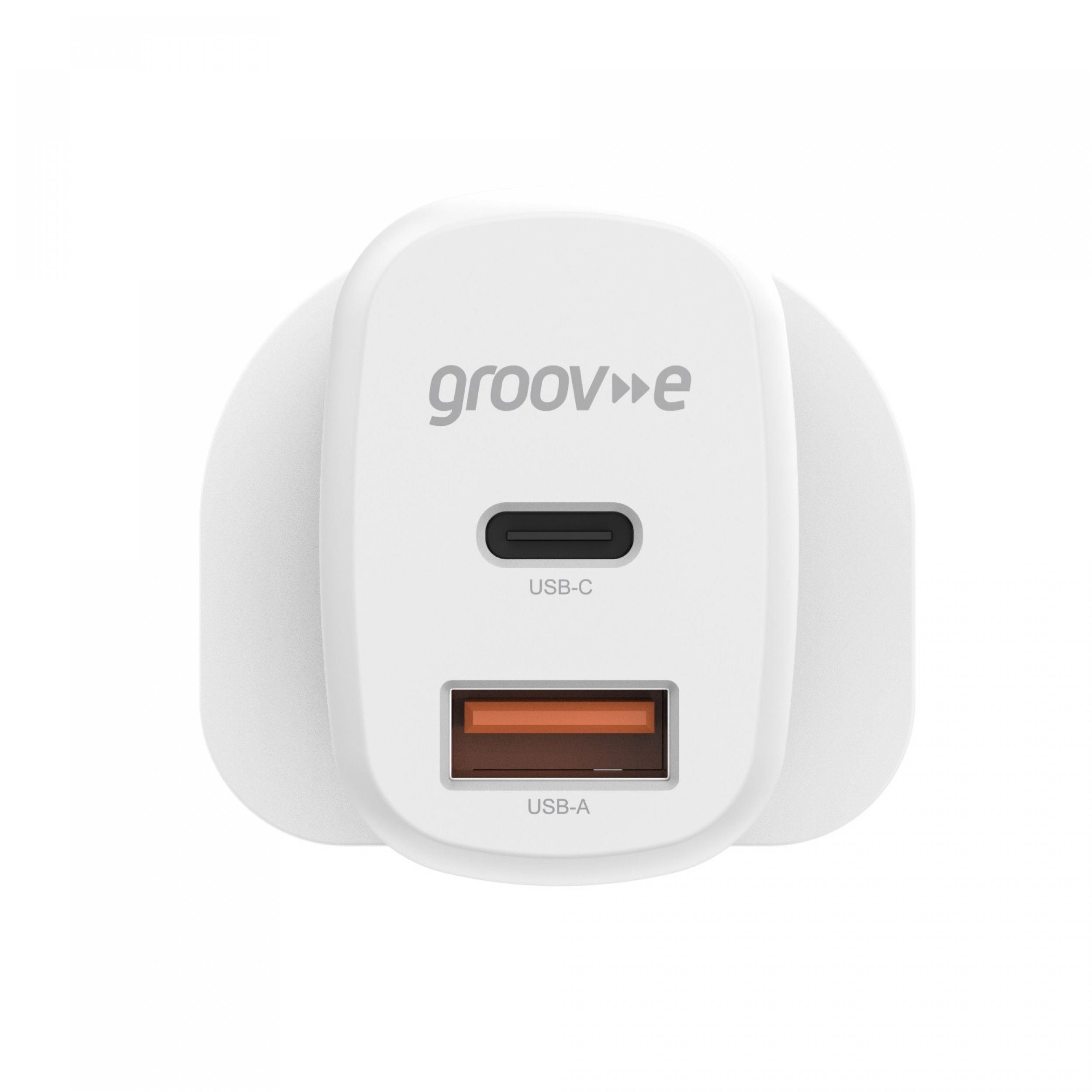 Groov-e 20W USB-C and USB-A Wall Charger White - official product image