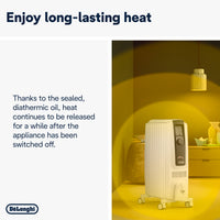 De'Longhi Dragon 4 2kW Oil-Filled Radiator - White - long-lasting heat