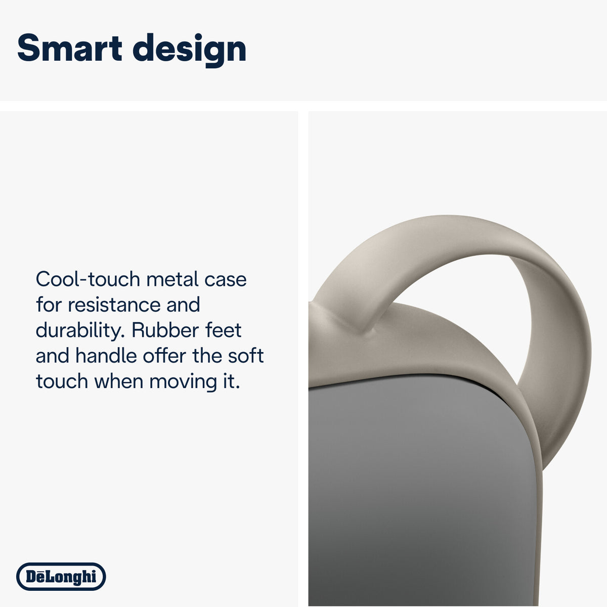 De'Longhi Capsule Fit 2400W Fan Heater - Grey - cool-touch metal case and soft-touch handle