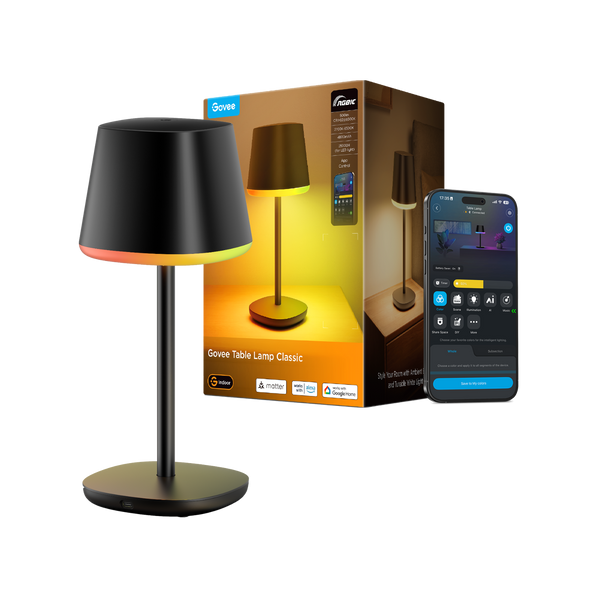 Govee Table Lamp Classic Cordless Smart Table Lamp Black - official product image