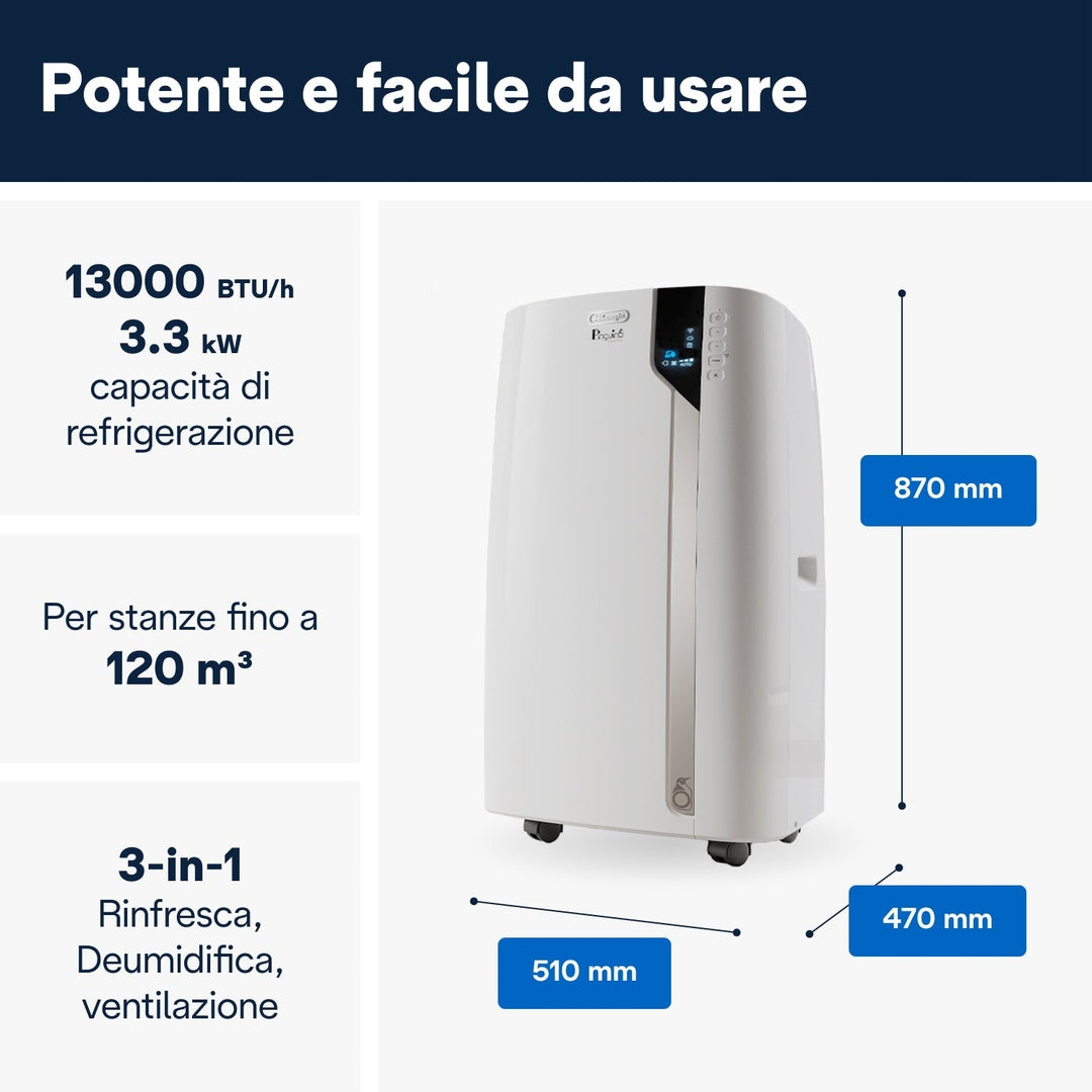 DeLonghi Pinguino Care4Me WIFI Portable Air Conditioning Unit | PACEX130CSTWIFI DeLonghi Air Conditioner Euronics Ireland