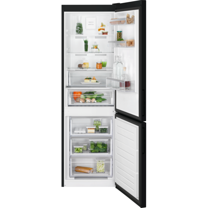 Electrolux 60cm TwinTech NoFrost Freestanding Fridge Freezer Matte Black | LNT6ME33K0