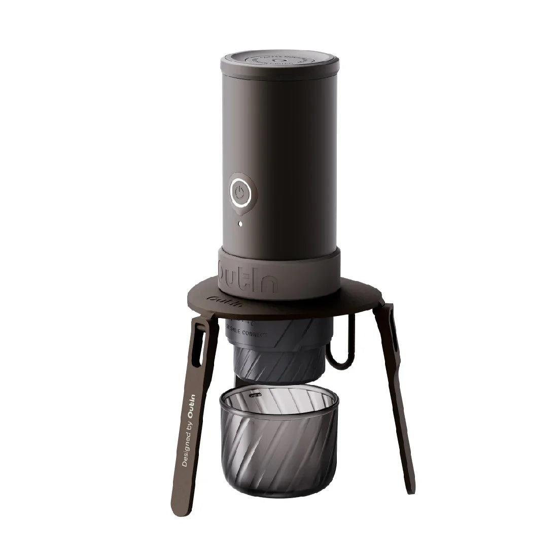 Outin Foldable Coffee Stand tripod in dark anodised aluminium