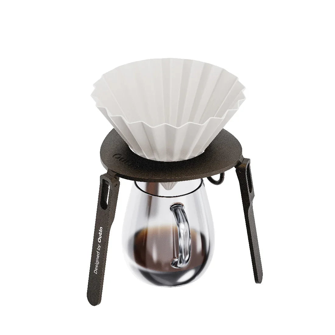 Outin Foldable Coffee Stand tripod in dark anodised aluminium