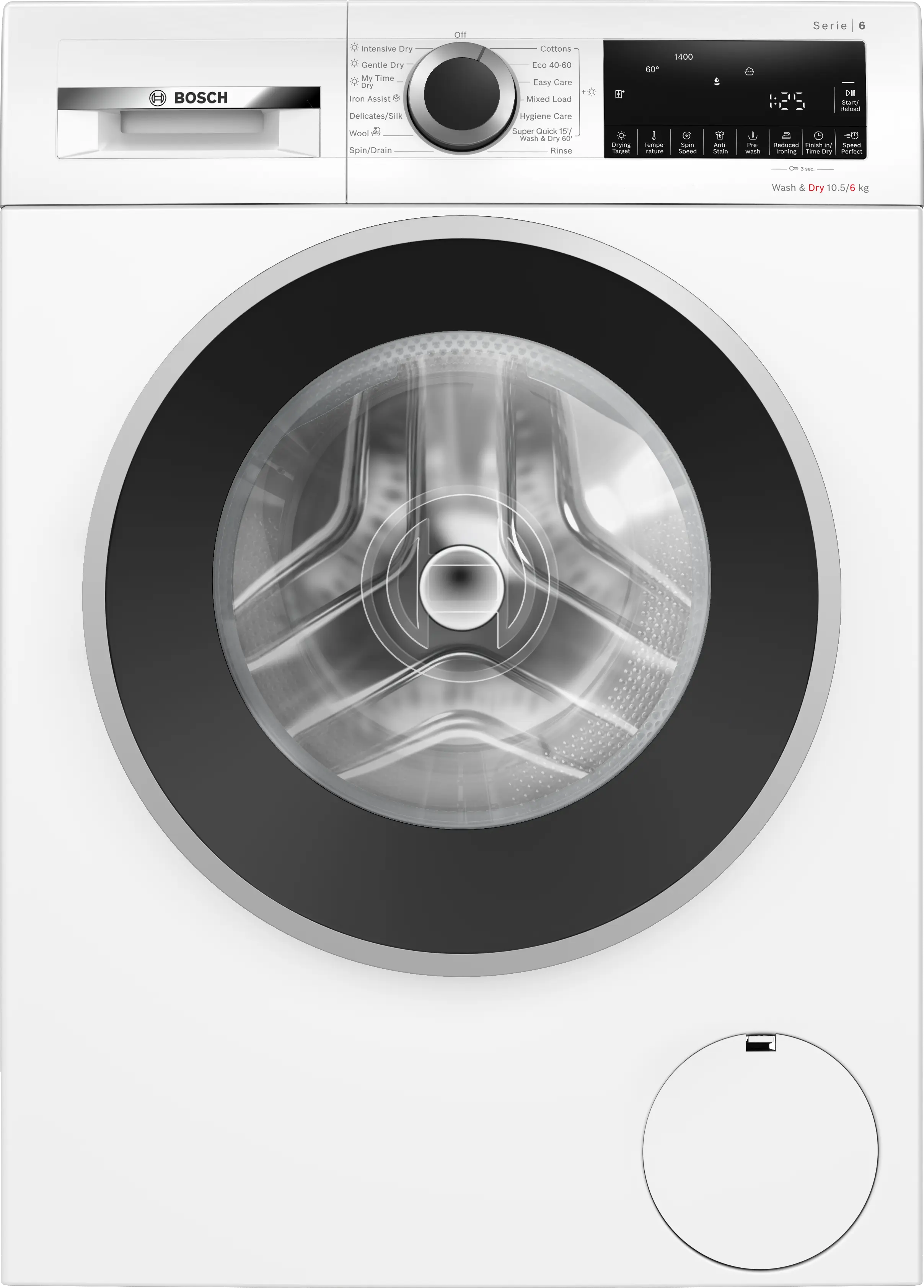 Bosch WNG25401GB Series 6 freestanding 10.5/6kg washer dryer in White