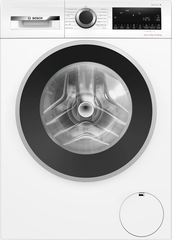 Bosch WNG25401GB Series 6 freestanding 10.5/6kg washer dryer in White