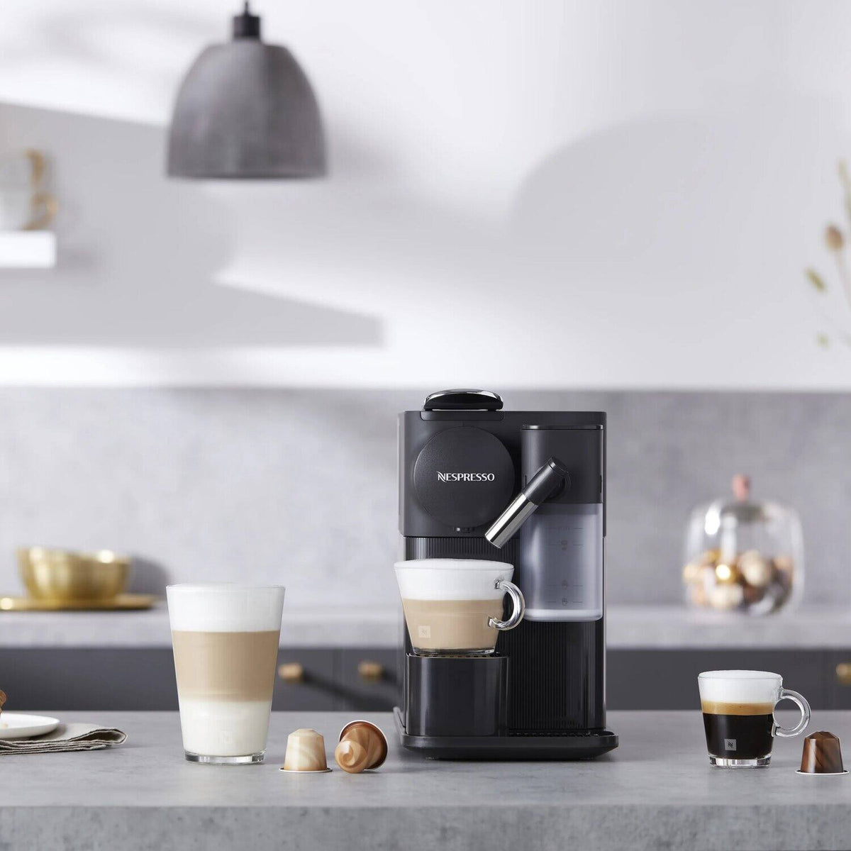 De'Longhi Nespresso Lattissima One Coffee Machine - Black - in the kitchen