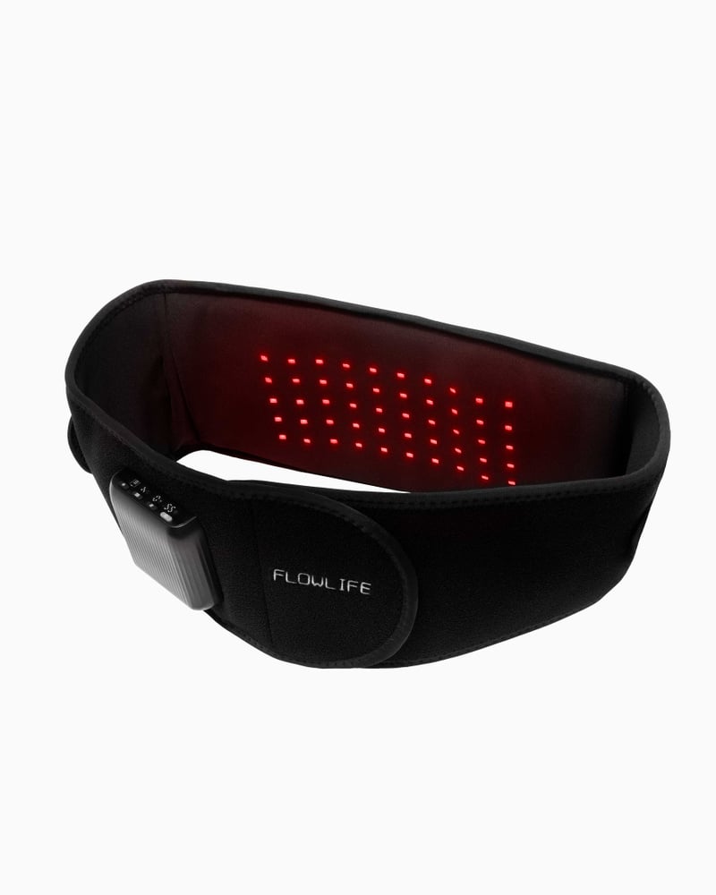 Flowlife Flowtherma Belt Heat, Vibration & Red Light Back Belt - Black - with red light on