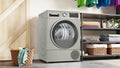 Bosch WQG245S9GB Series 6 9kg heat pump tumble dryer in Silver Inox