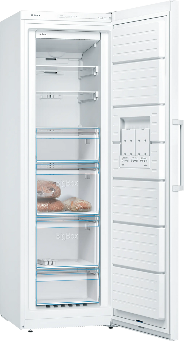 Bosch GSN36VWEPG Series 4 freestanding frost free upright freezer in White