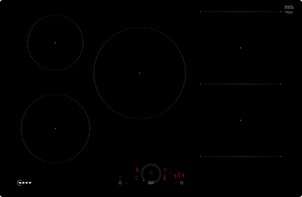 NEFF N 70 T58PHW1L0 80cm flush-mount Combi Induction hob in Black