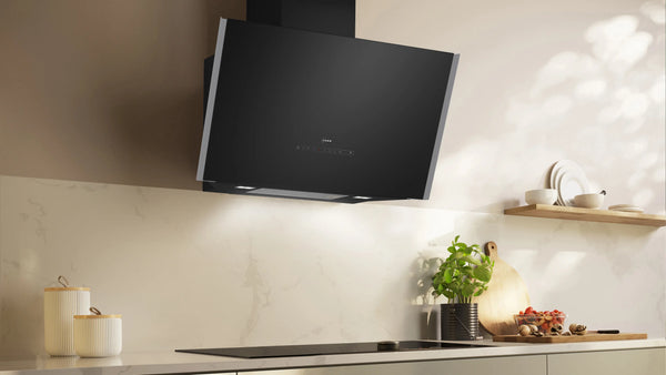 NEFF N90 D98IPT2S0B 90cm angled wall-mounted cooker hood in Black