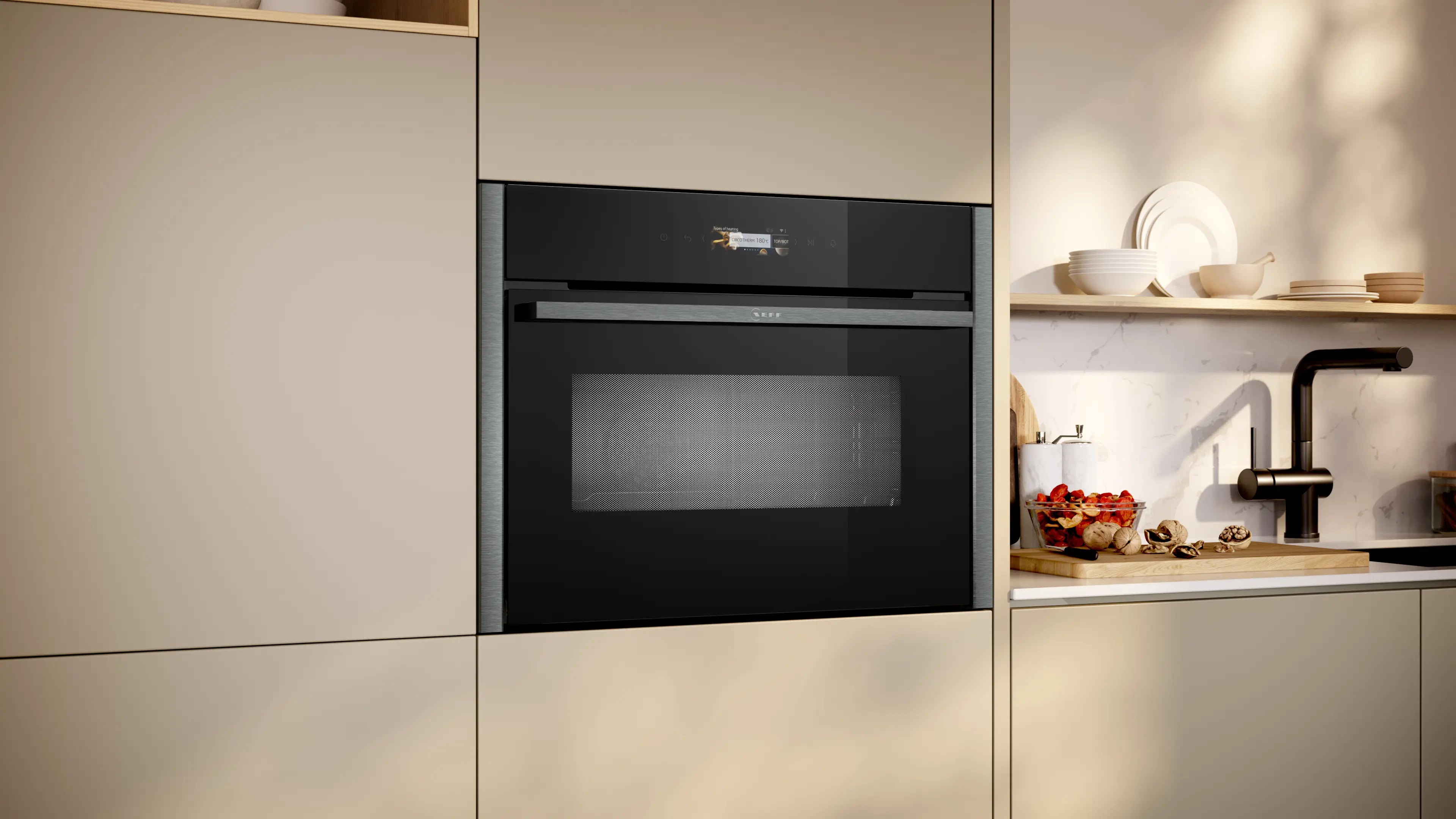 NEFF N70 C24MR21G0B built-in compact oven with microwave in Graphite-Grey