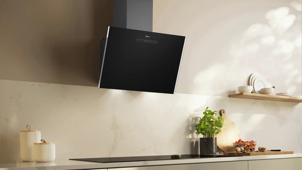 NEFF N 30 D63IDK1S0B 60cm angled glass chimney cooker hood in Black