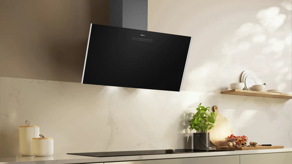 NEFF N 30 D83IDK1S0B 80cm angled glass chimney cooker hood in Black