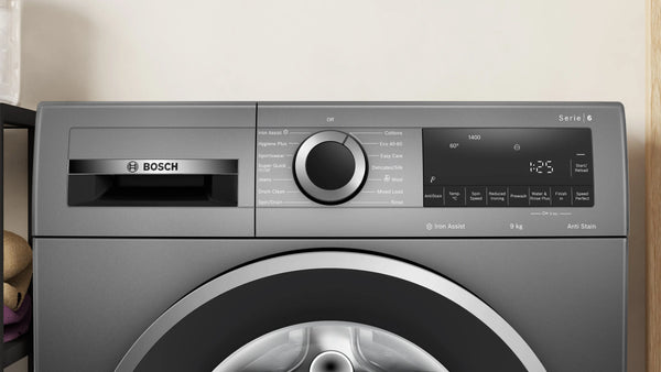 Bosch WGG244ZCGB Series 6 freestanding 9kg washing machine in Cast Iron Grey