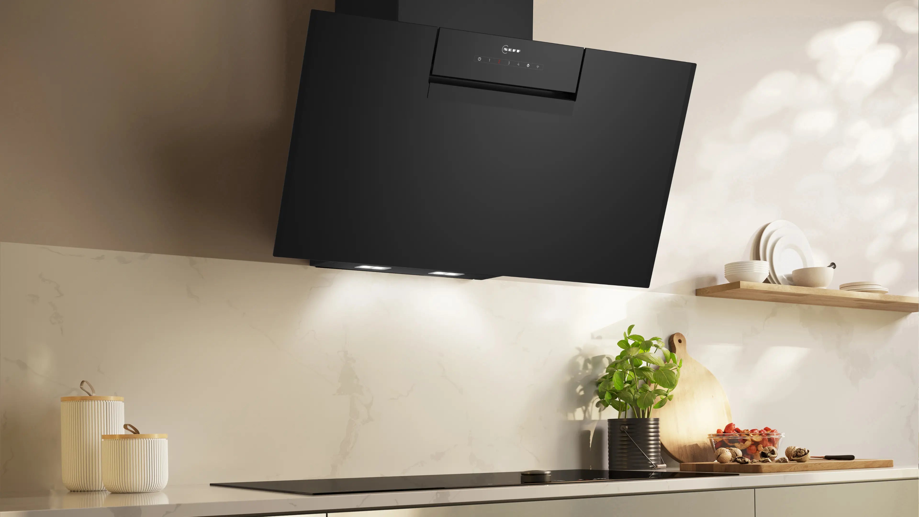 NEFF N 50 80cm angled glass cooker hood in Black