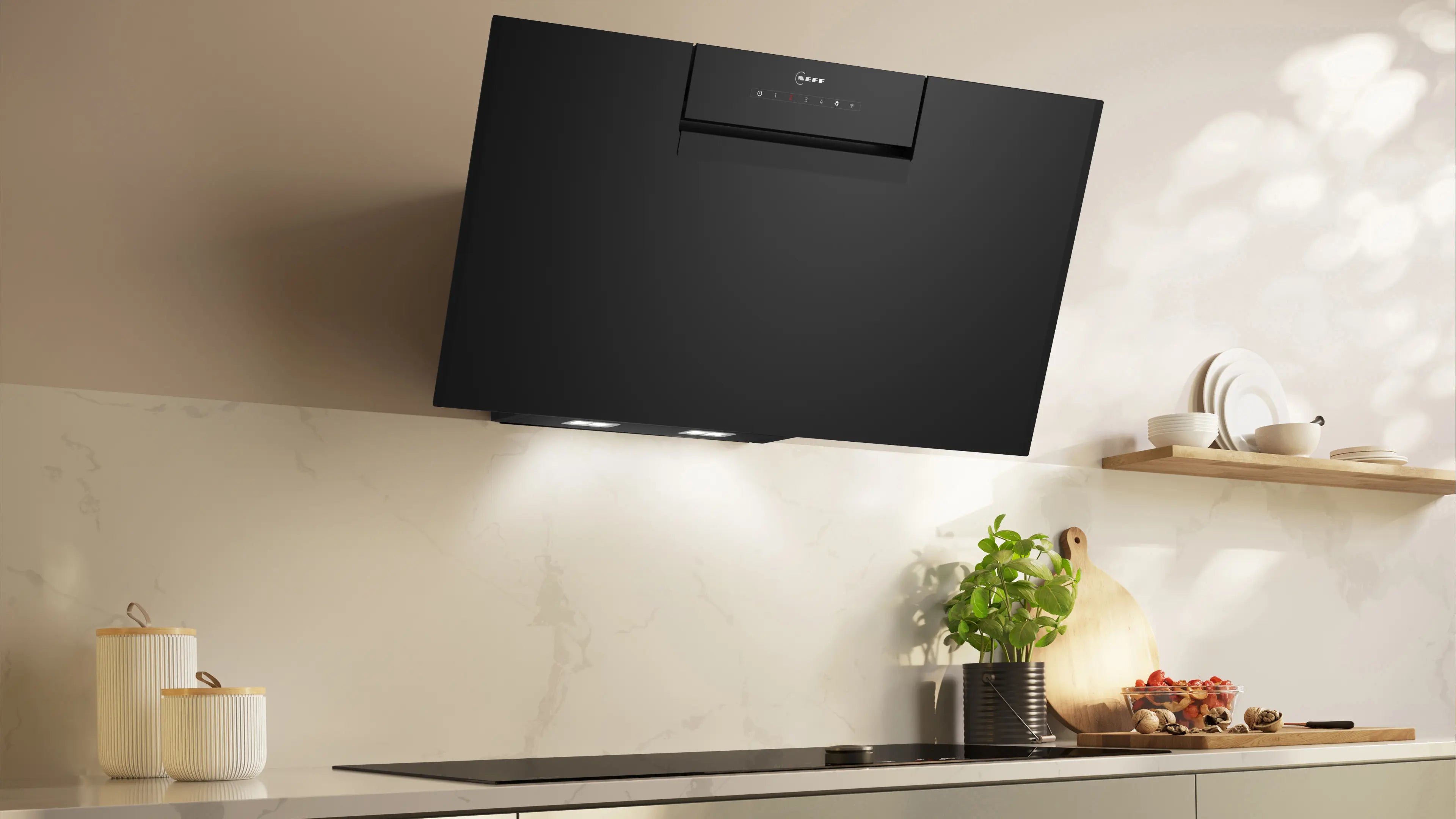 NEFF N 50 80cm angled glass cooker hood in Black