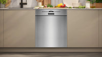 NEFF S145HTS01G N50 semi-integrated dishwasher in Brushed Steel