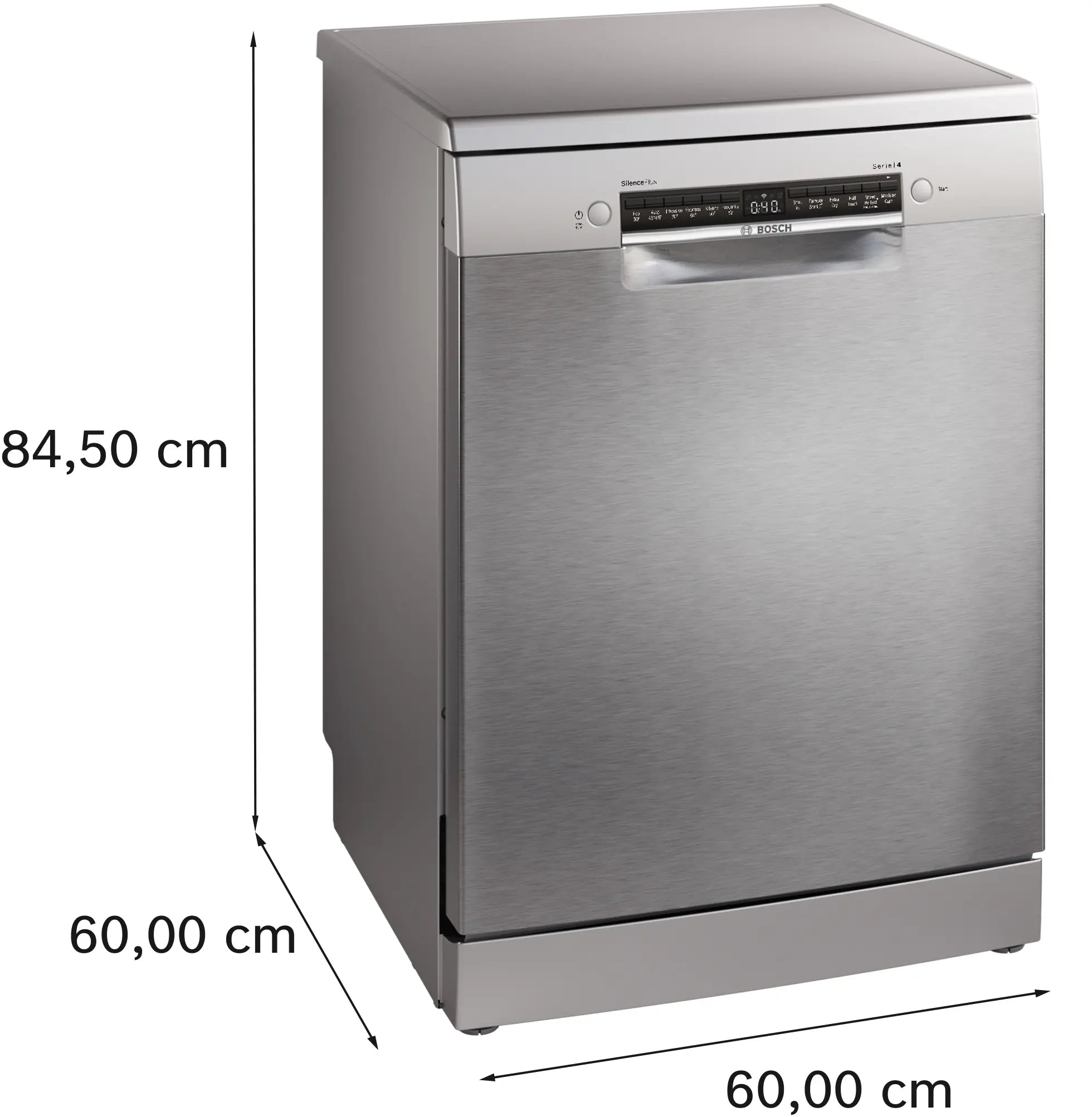 Bosch Series 4 SMS4EKI06G freestanding 60cm dishwasher in Brushed Steel
