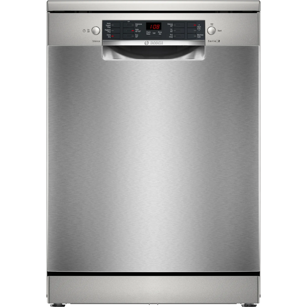 Bosch Series 2 free-standing dishwasher 60 cm Brushed steel anti-fingerprint | SMS26AI08G Bosch Dishwasher Euronics Ireland
