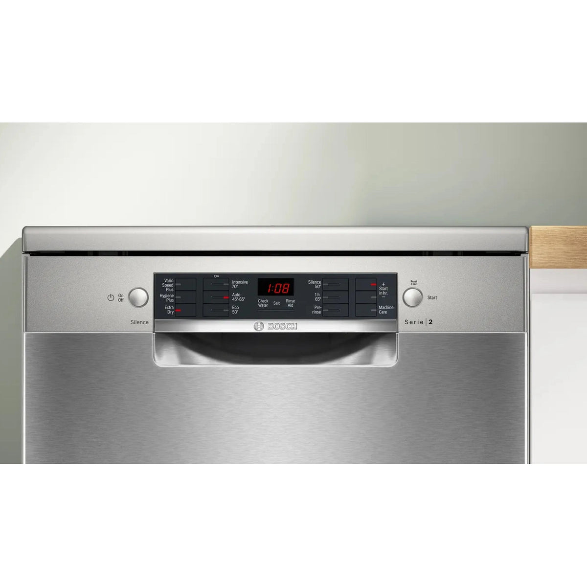 Bosch Series 2 free-standing dishwasher 60 cm Brushed steel anti-fingerprint | SMS26AI08G Bosch Dishwasher Euronics Ireland
