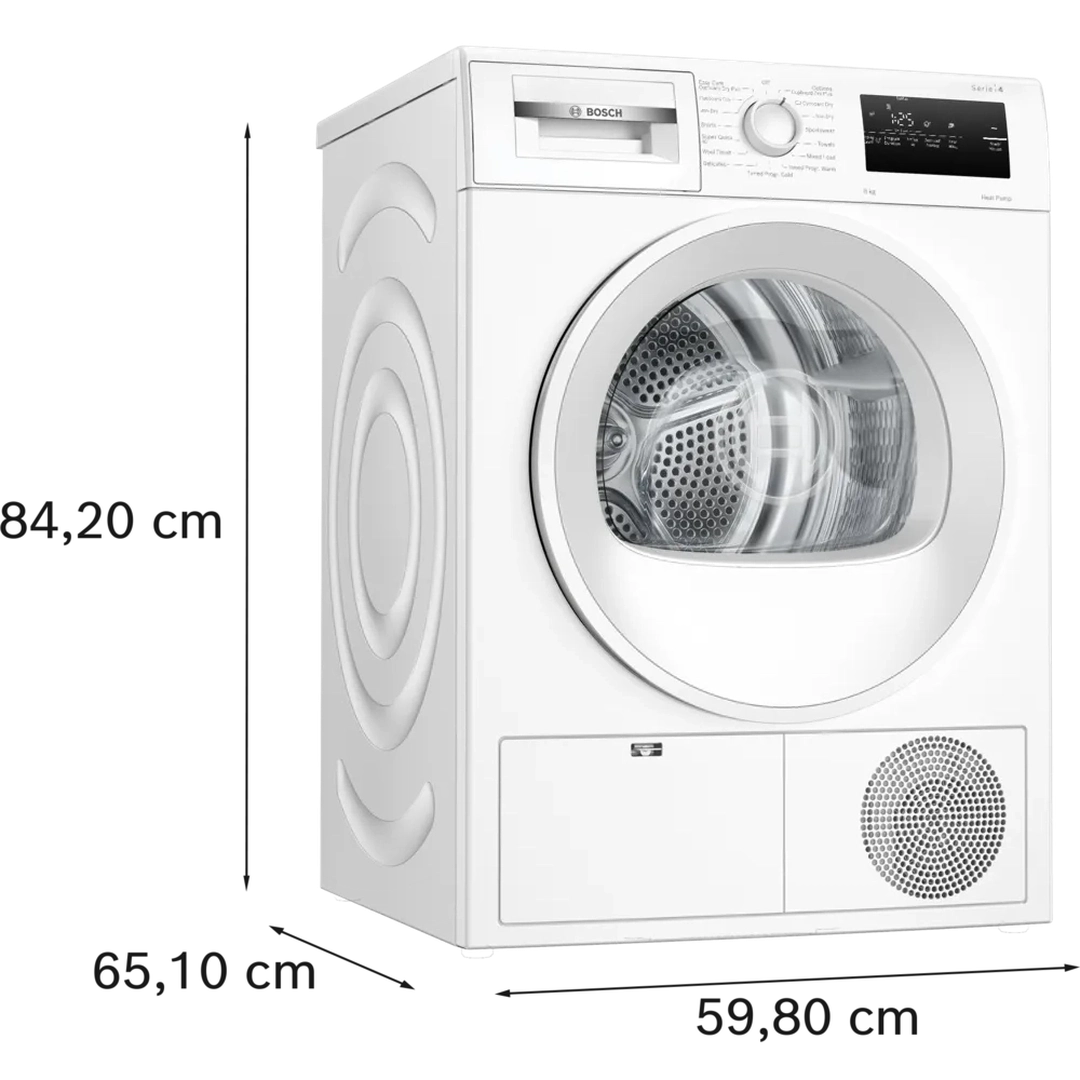Bosch Series 4 Heat pump tumble dryer 8 kg White | WTH85225GB Bosch Tumble Dryer Euronics Ireland