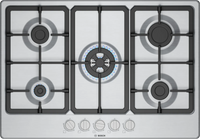 Bosch PGQ7B5K90 Series 4 75cm 5 burner gas hob with central wok burner in Stainless Steel