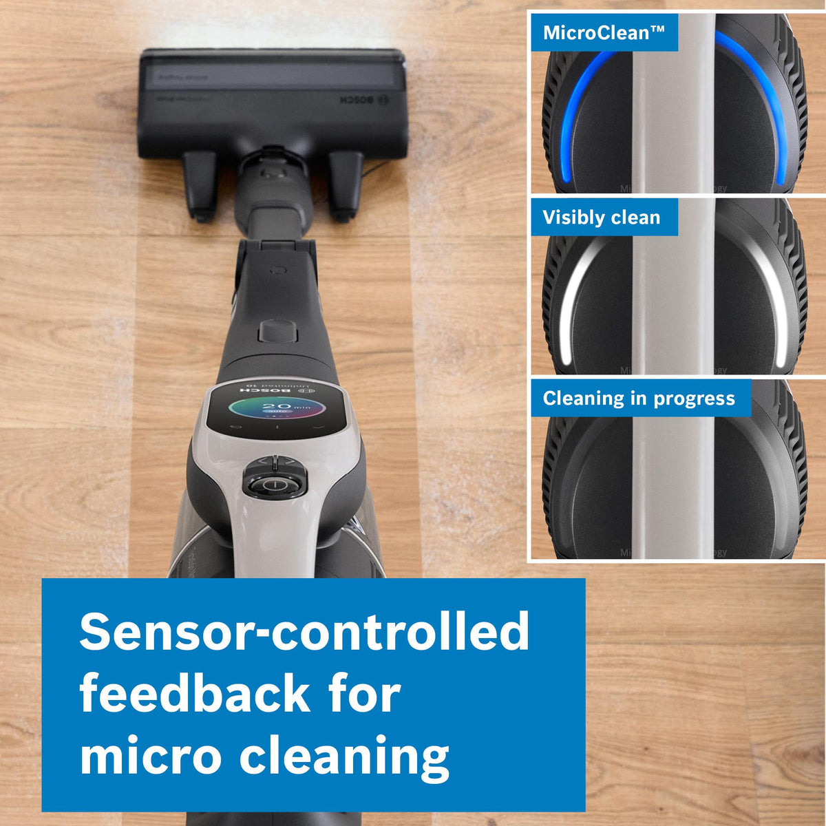 Bosch Unlimited 10 Cordless Vacuum Cleaner - Graphite - sensor-controlled feedback for micro cleaning
