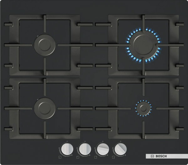 Bosch PNP6B6K40 Series 4 60cm 4 burner gas hob in Black tempered glass