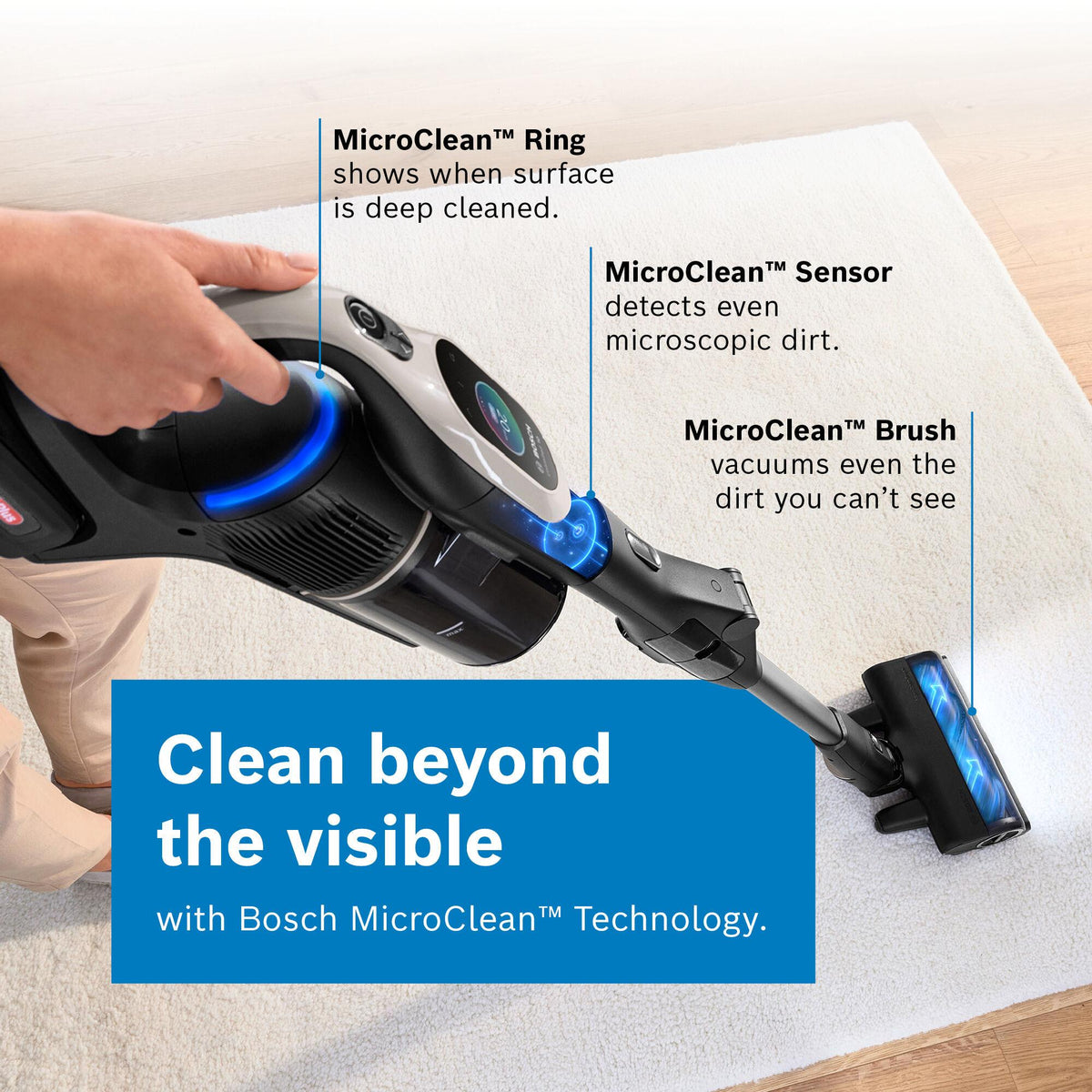 Bosch Unlimited 10 Cordless Vacuum Cleaner - Graphite - MicroClean: clean beyond the visible