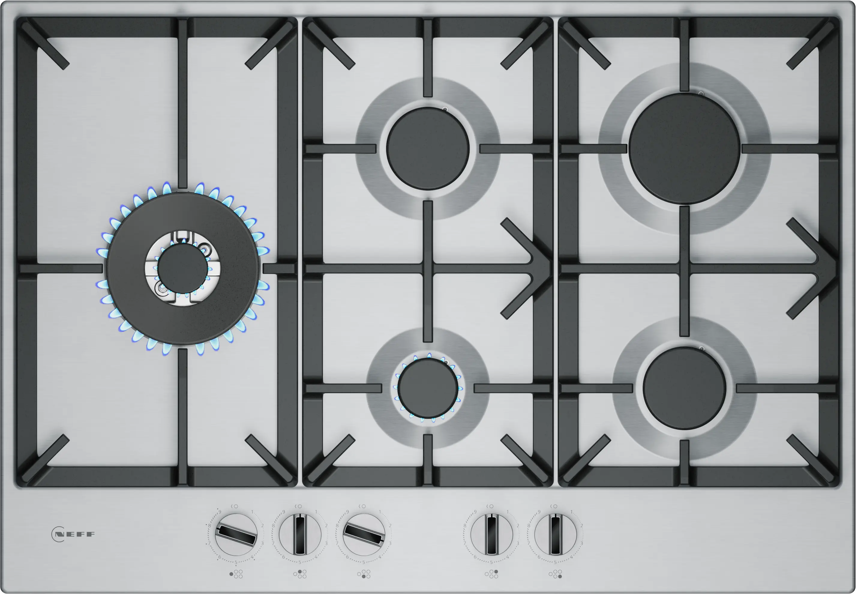 NEFF N 70 T27CIS8N0 75cm 5 burner gas hob in Stainless Steel
