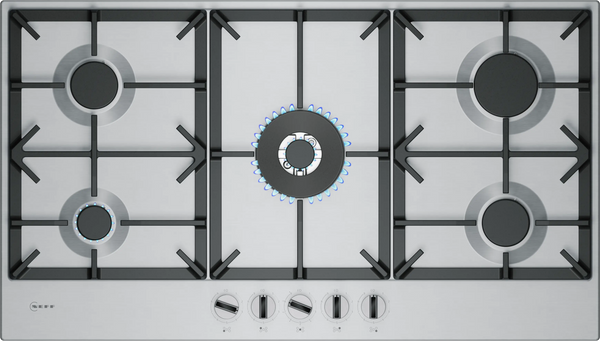 NEFF N 70 T29CIR8N0 90cm 5 burner gas hob in Stainless Steel