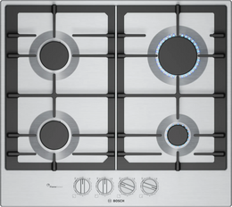 Bosch Series 6 60cm 4 Burner Gas Hob - Stainless Steel | PCP6A5I90